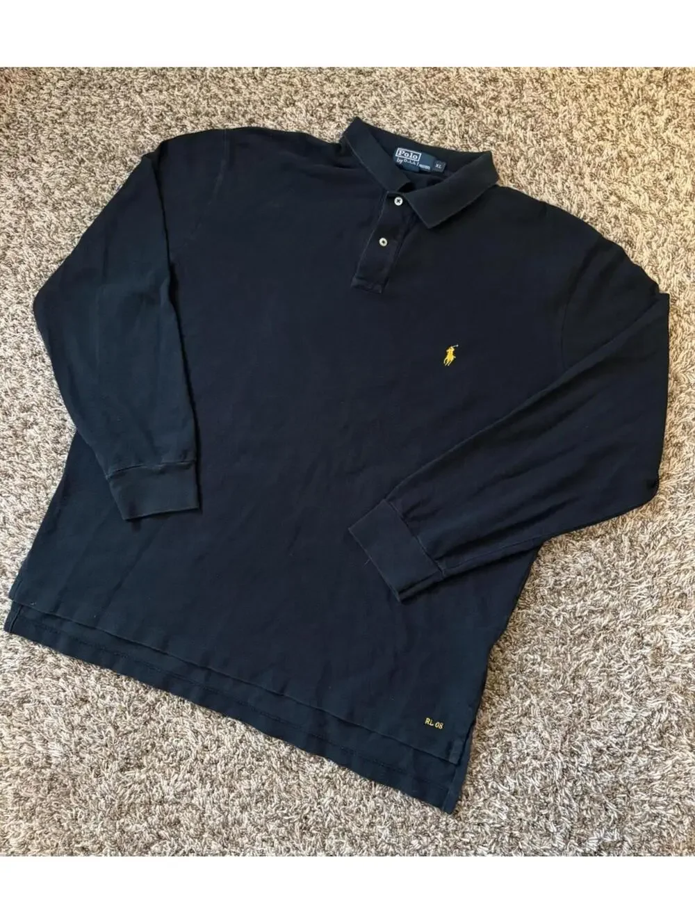 Polo Ralph Lauren RL08 Black Yellow Pony Long Sleeve Polo Shirt Men’s Size XL